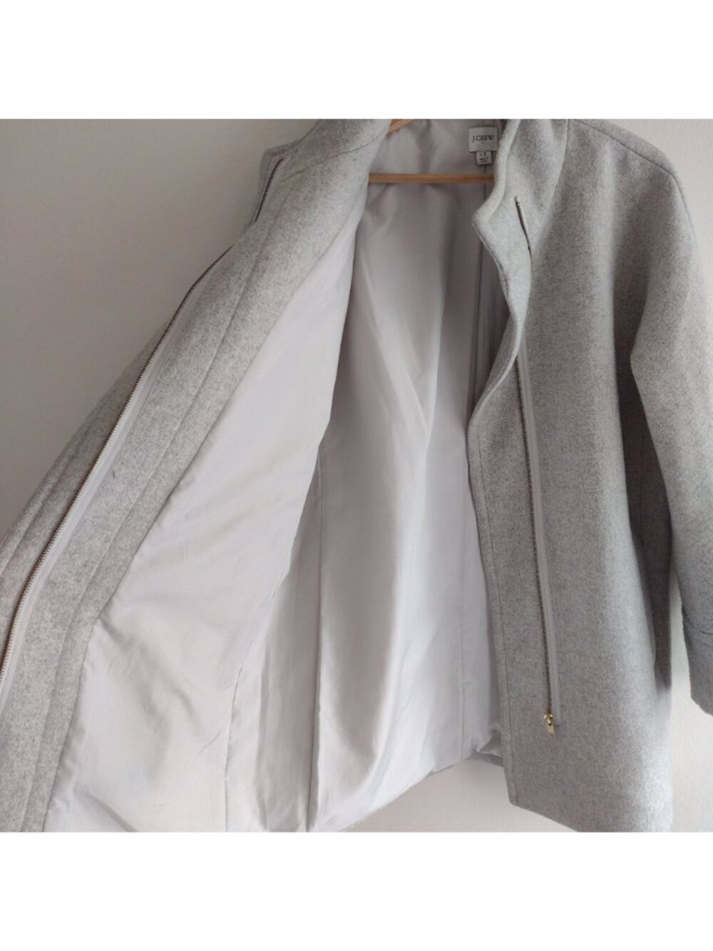 J Crew Womens Wool Blend Coat 12 Gray Funnel Collar Heavy Winter Jacket - Picture 8 of 14
